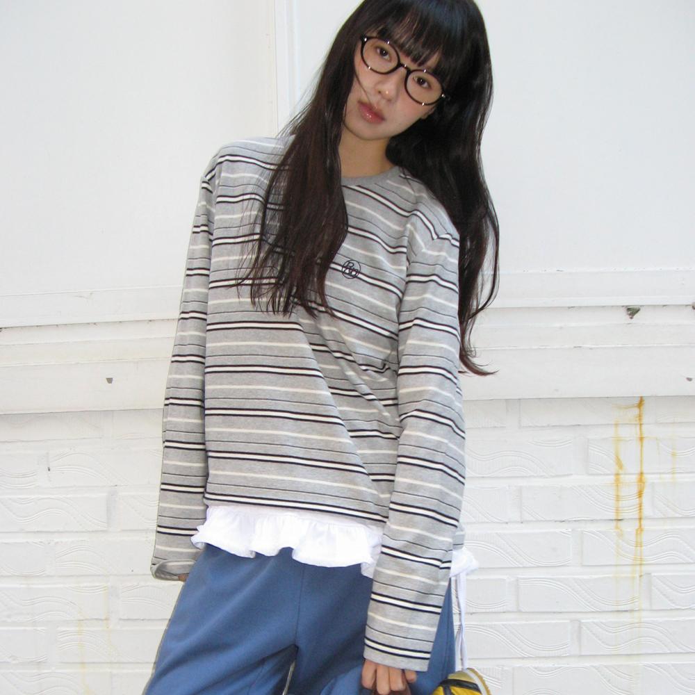 MULTI STRIPE LONG SLEEVE GREY
