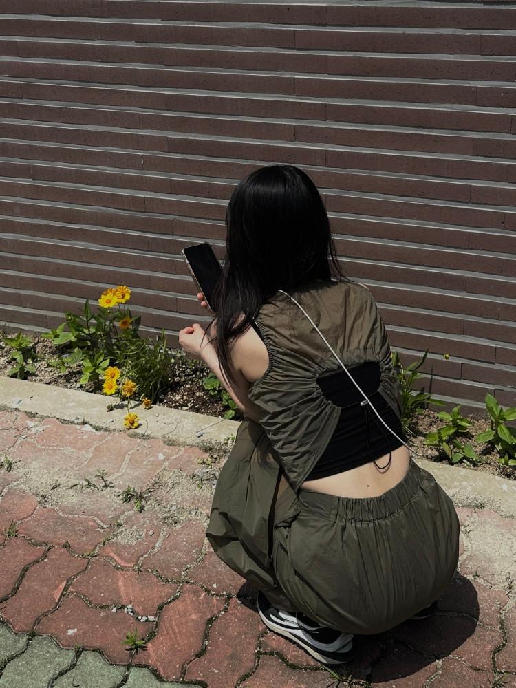 여름 여자 나일론 스토퍼 백트임 나시 민소매 슬리브리스