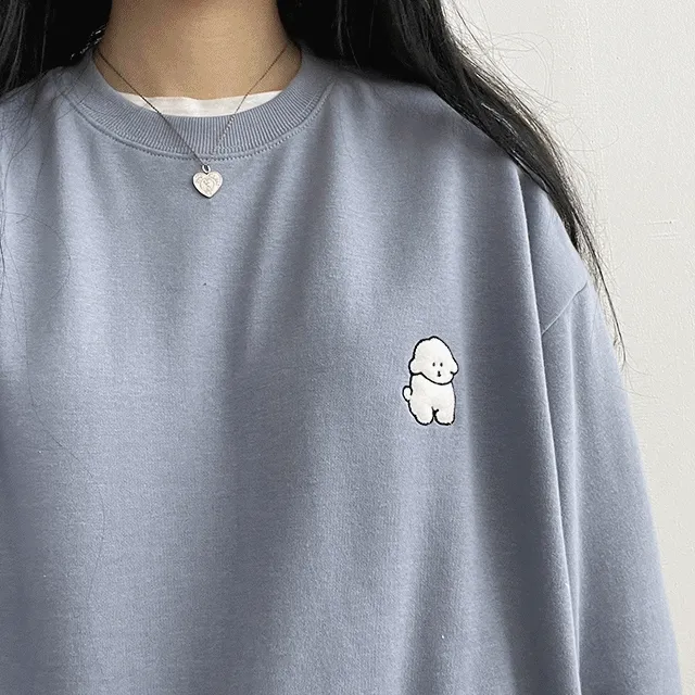 귀여운흰둥이맨투맨 (5color)#기모안감추가!