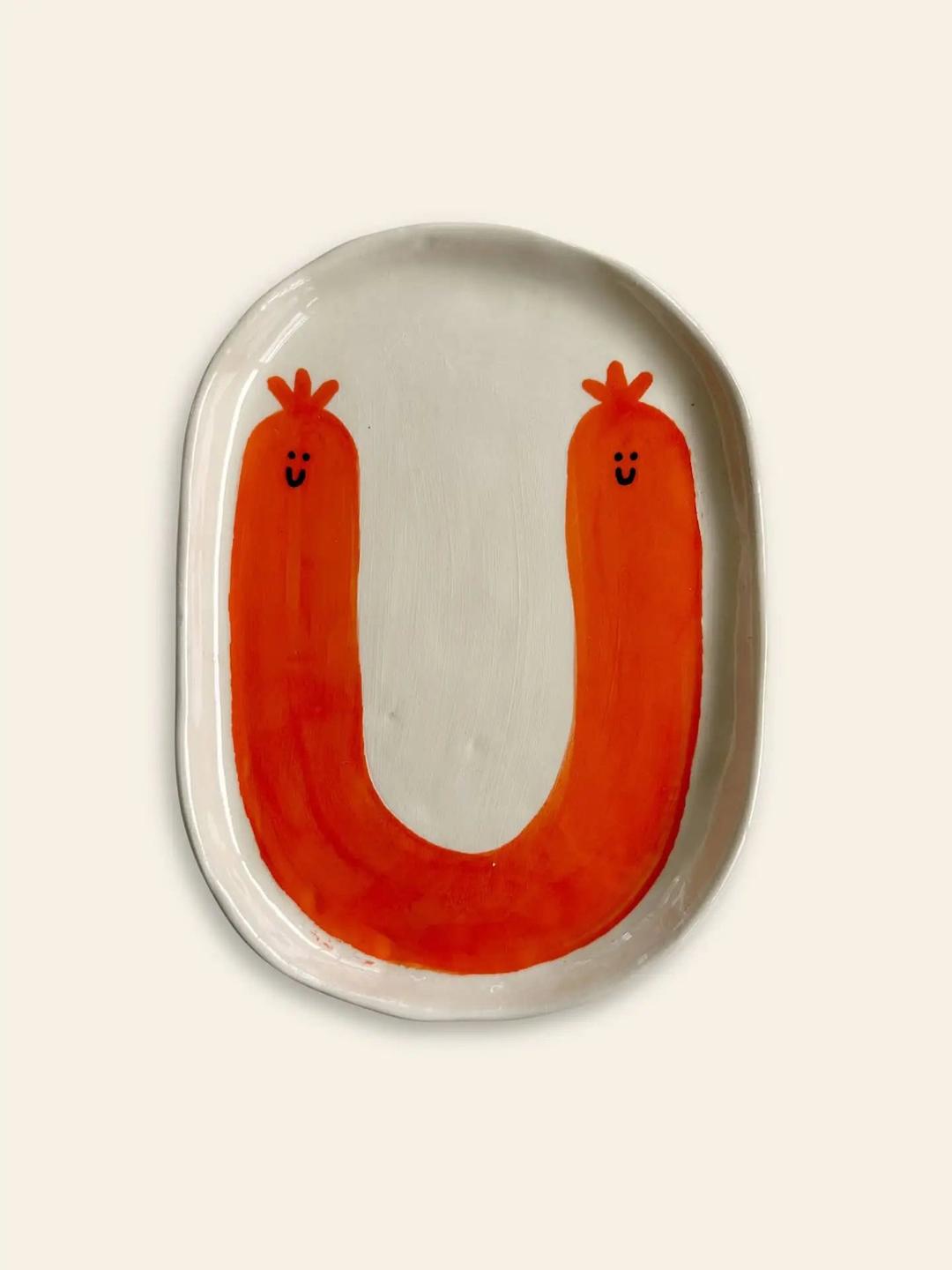Wobbly Studio Happy Things Plate - Saucisse