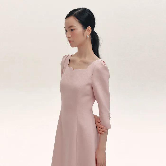 Cocktail Heart Neck Dress(4color)