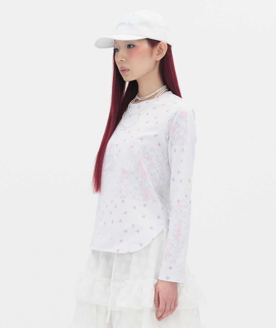 Flower Appliqué Curve Top [Pink]