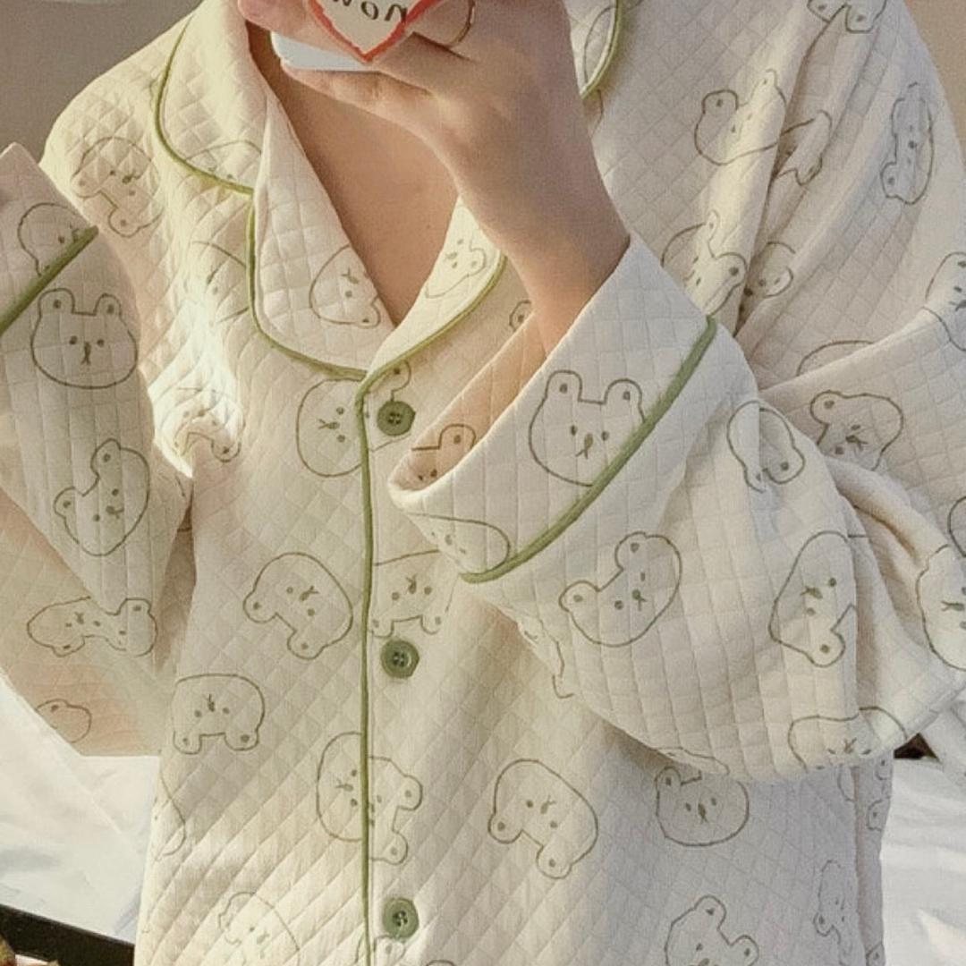 Green bear pajama (2size)