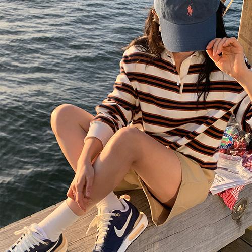 [단독] 🌱[당일발송][스트라이프니트/카라니트][MNLB] 캄포스 멀티 스트라이프 럭비 카라 니트