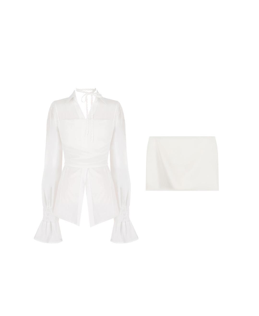 [Pre-order] Soap blouse set + Delight satin skirt / White