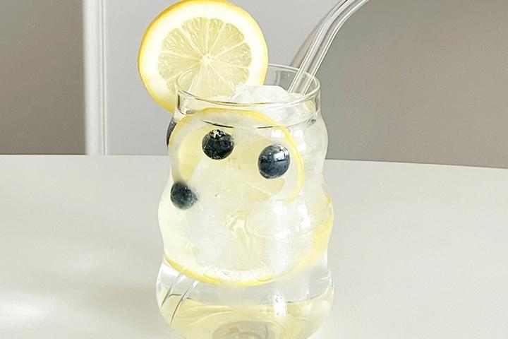 1+1 웨이브 내열유리컵 홈카페 예쁜 아이스 글라스잔 하이볼 500ml