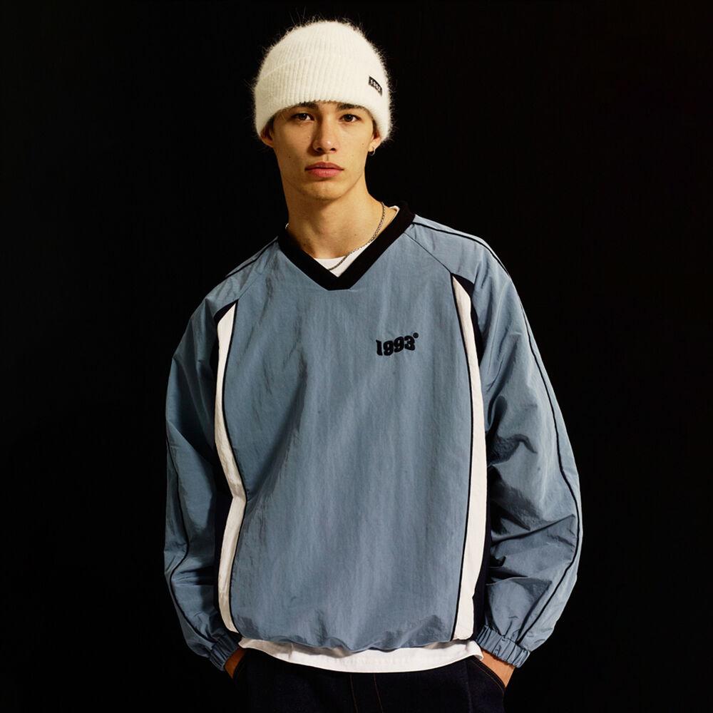 빈티지 파이핑 윈드브레이커_블루