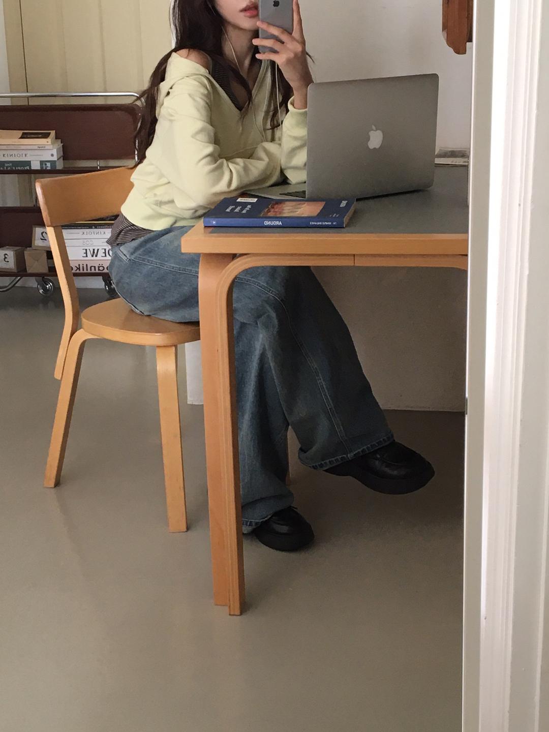 오브더로지 [색감보장/레이어드] 라임 브이넥 후드티 크롭후드 (3col)