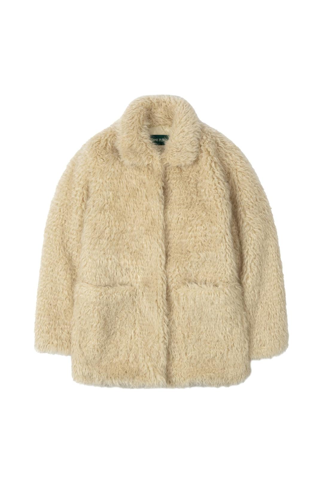 (Pre-order)Half fur wool coat, Beige