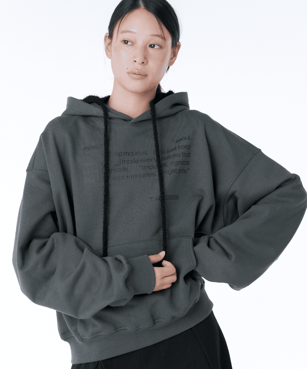 Quote sweat hoodie CHARCOAL