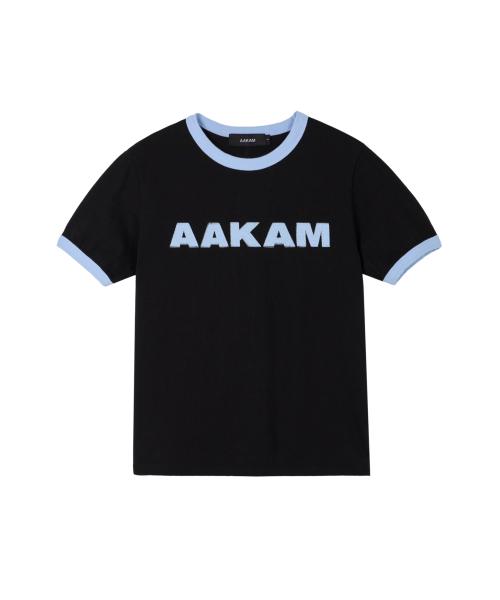 Logo Patch Ringer Top (Black-Sky Blue)