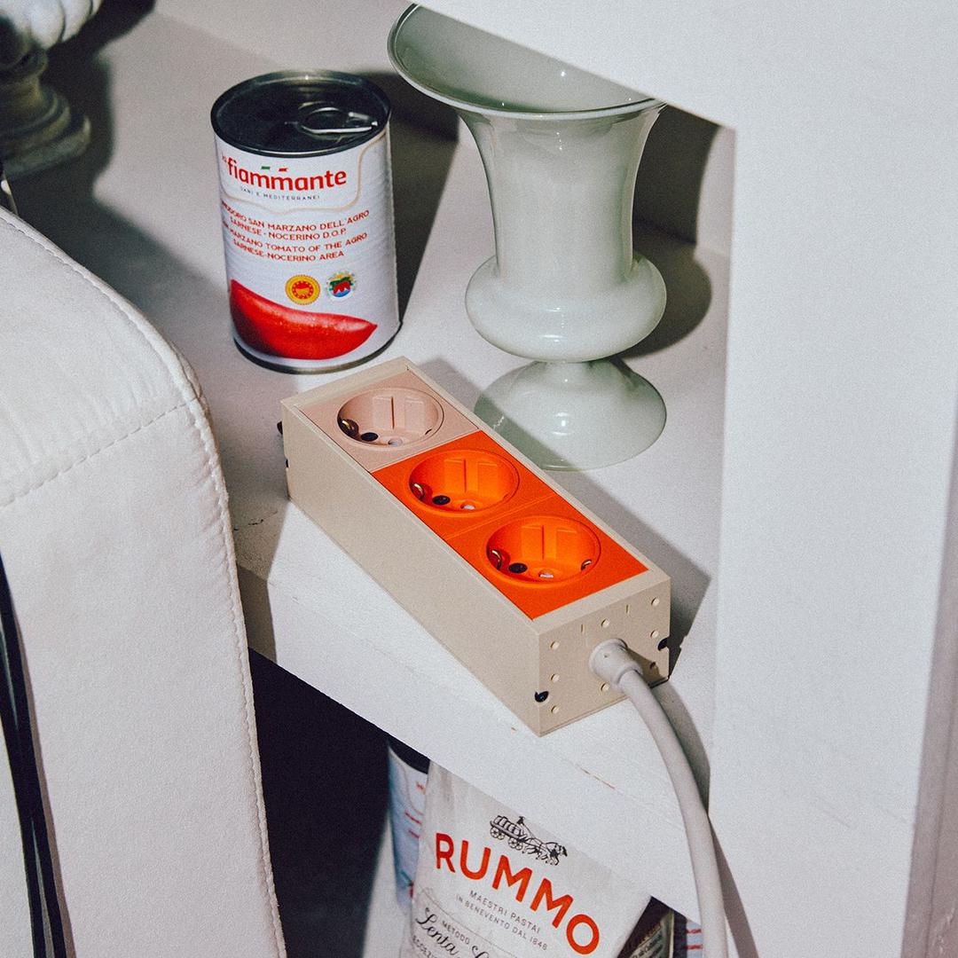 EXTENSION 3-SOCKET / ZESTY ORANGE 1.5m