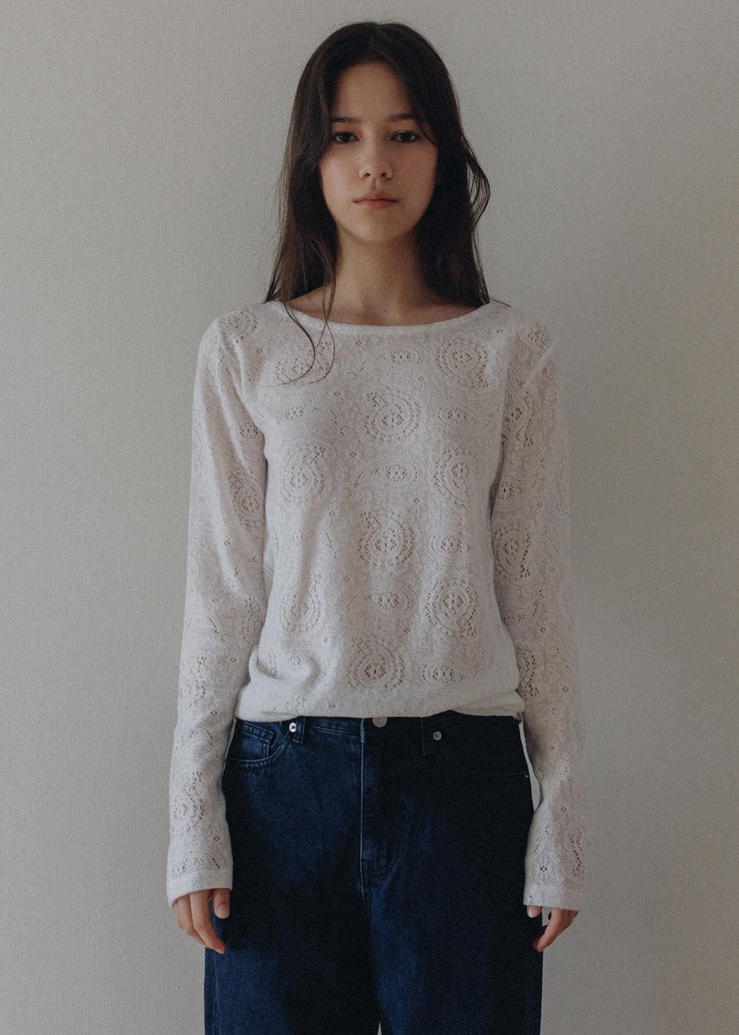 Tina lace long sleeve (white)