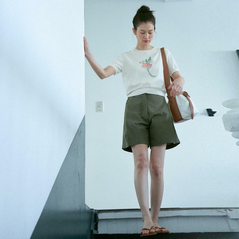 [라사제스pick]CINCH BACK HALF PANTS_DARK KHAKI