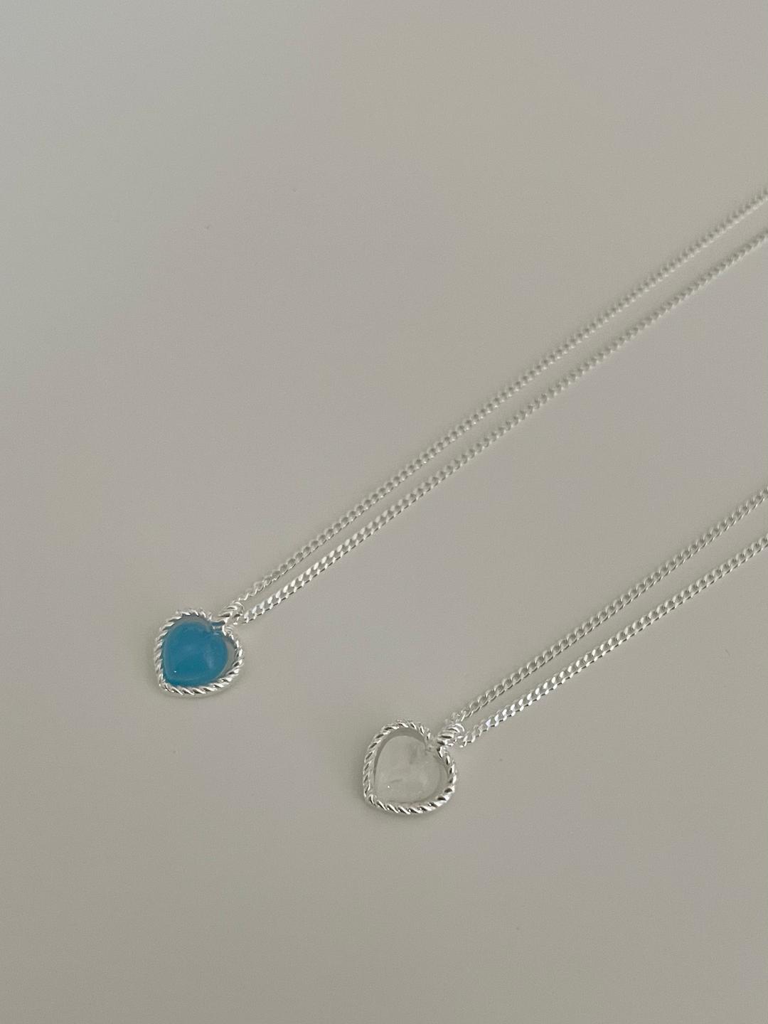 925 silver heart twisted stone necklace