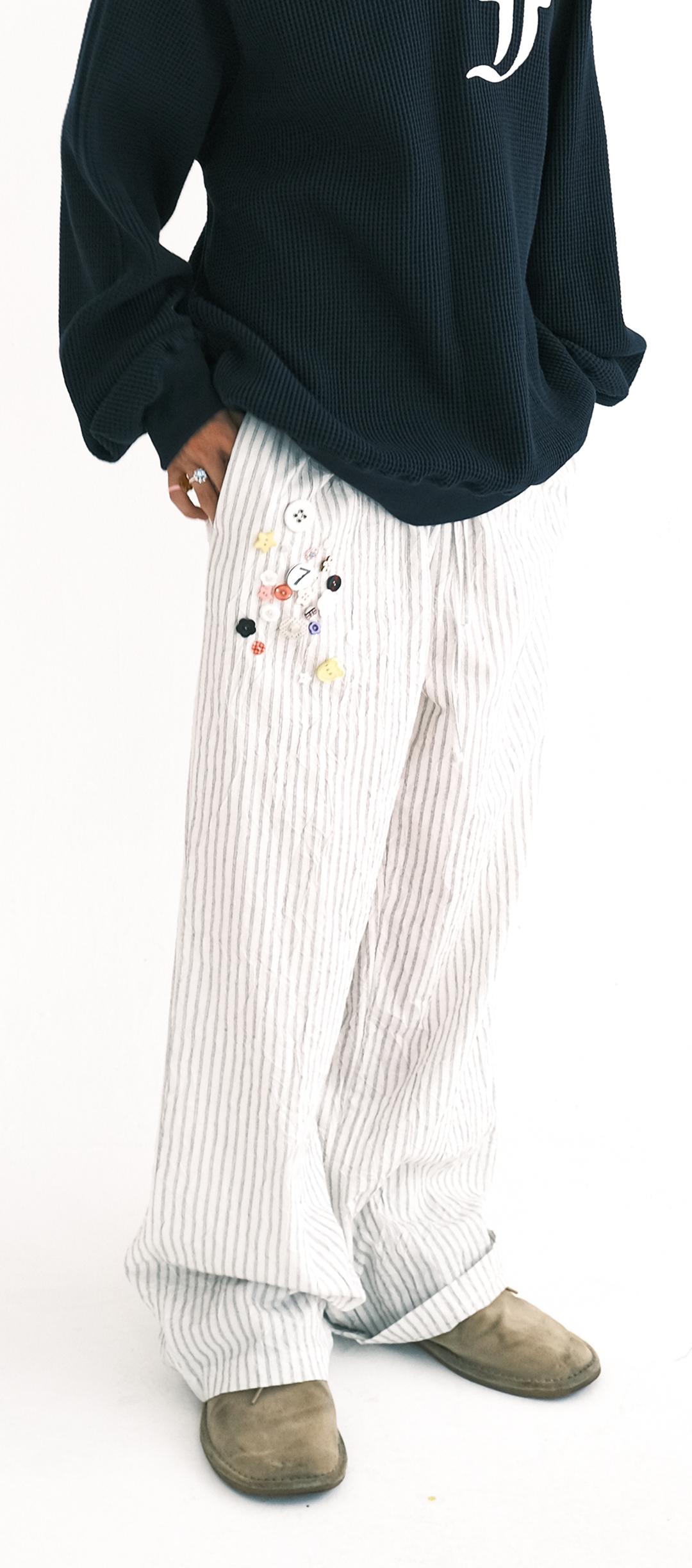 2차★[F.E.E.S] button pop lounge pants (stripe)