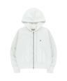 RUFFLE LACE HOOD ZIP-UP WHITE