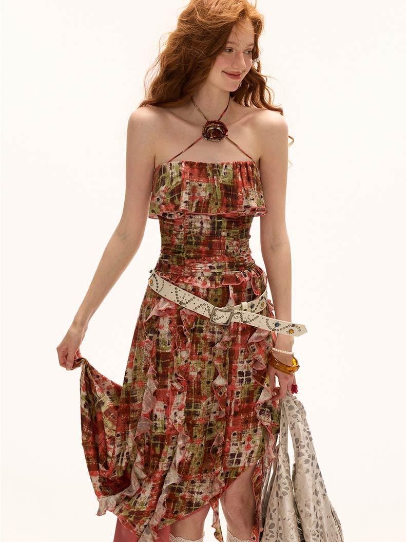 [MAMC] Summer Beach Rose Frill Dress