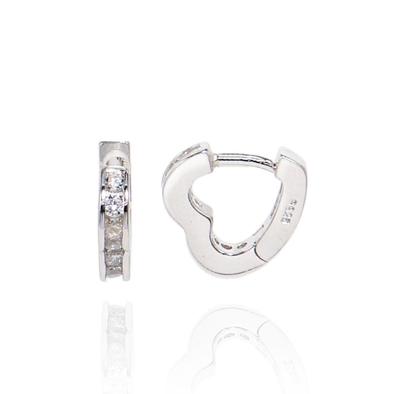 Pave Setting Heart Silver Earring Ie342