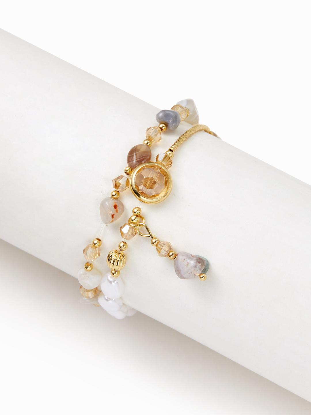 DOUBLE LAYER NATURAL STONE BEADED BRACELET