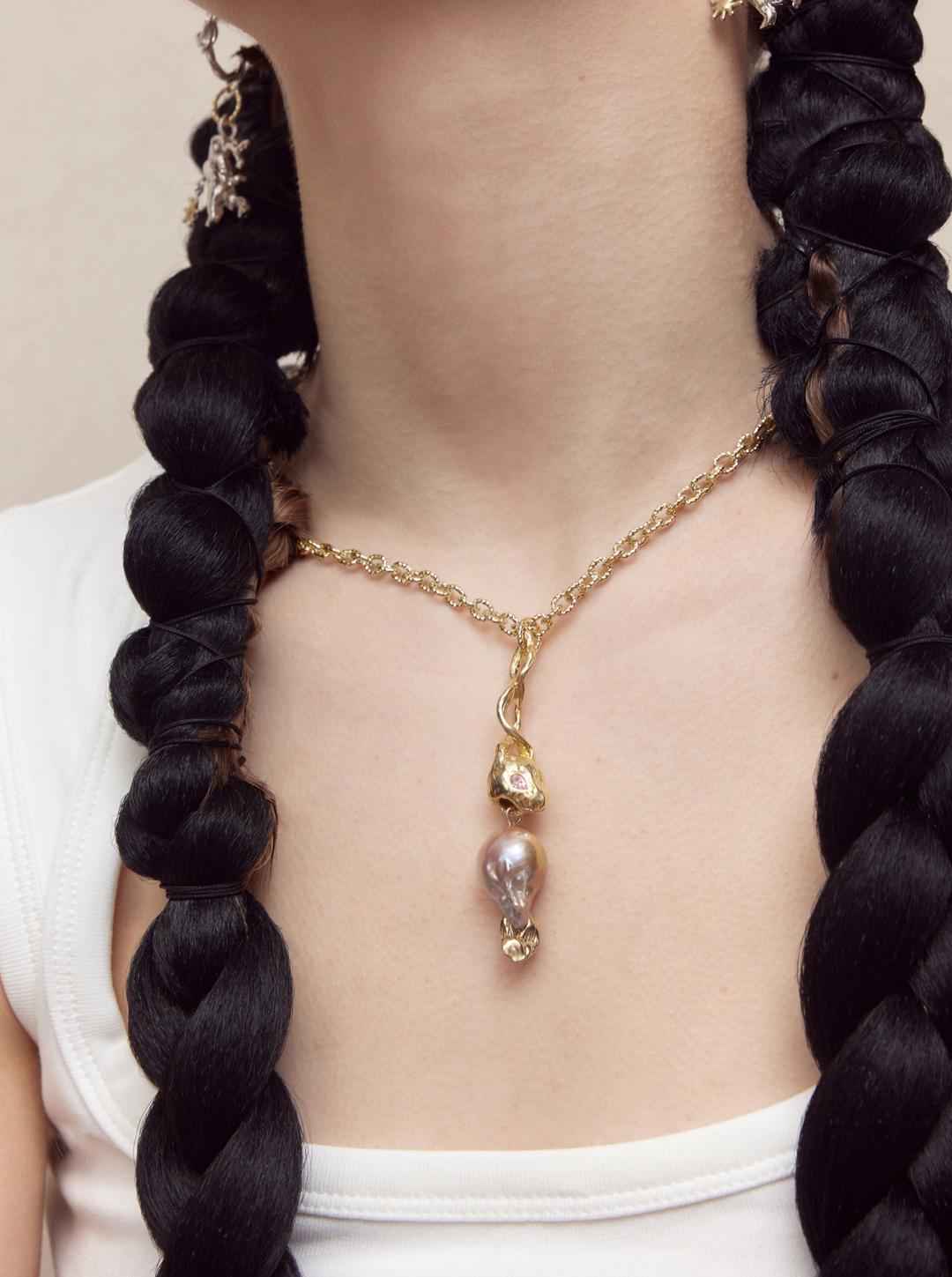 Gold Lucky Rabbit Pearl Necklace