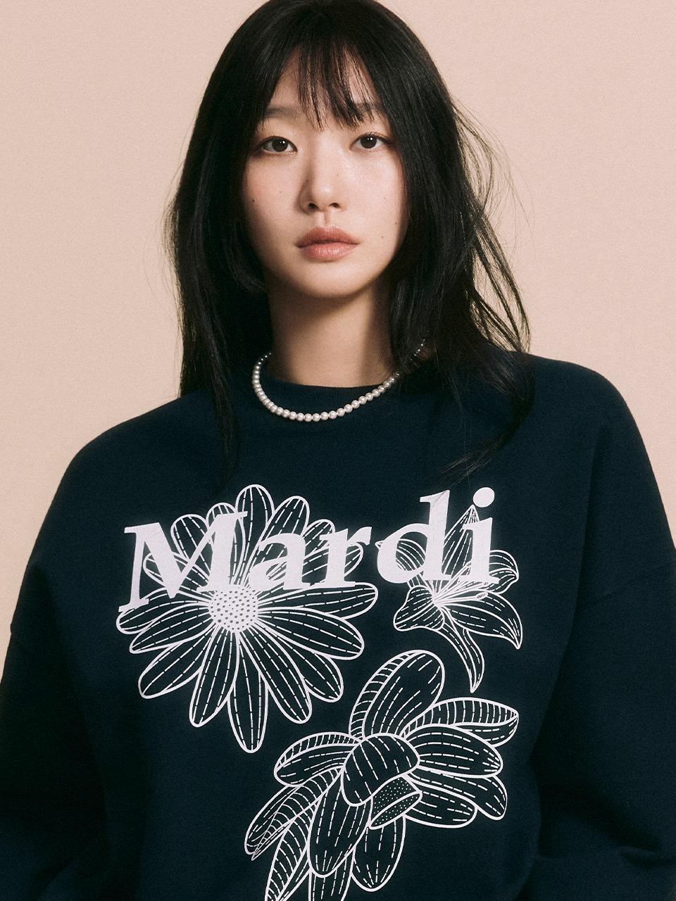 SWEATSHIRT TRIPLE FLOWER_NAVY WHITE