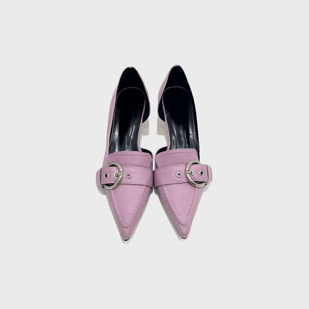 POINT TOE RING BUCKLE STILETTO HEEL