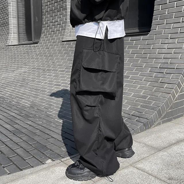 [자체제작] 나일론 오버 와이드 스트링 카고 조거 팬츠 (6 color)
