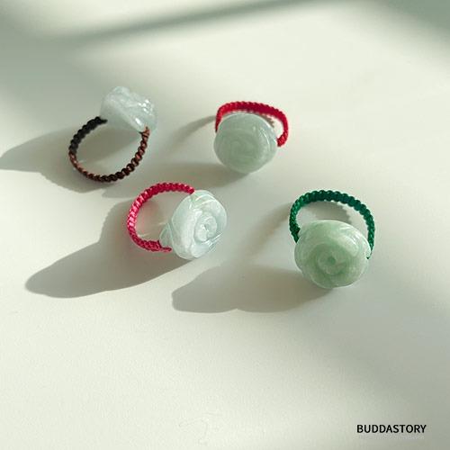 천연 비취 루터스 핸드메이드 매듭 마노 옥반지