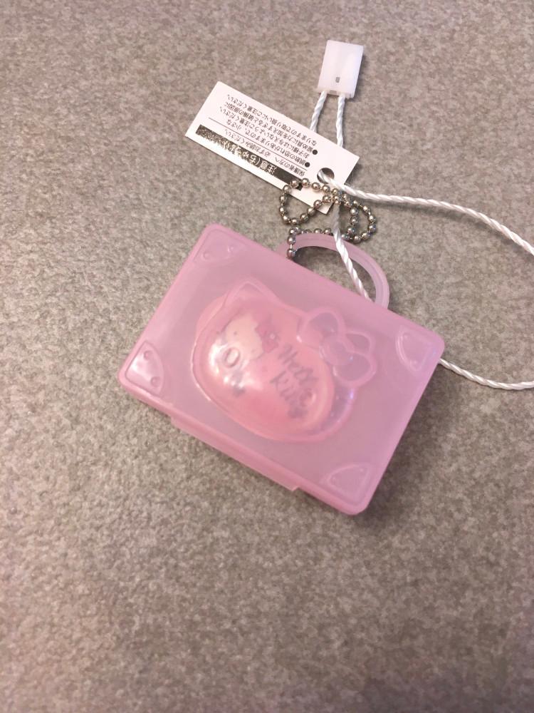 키티 사각 씰케이스 키링 핑크