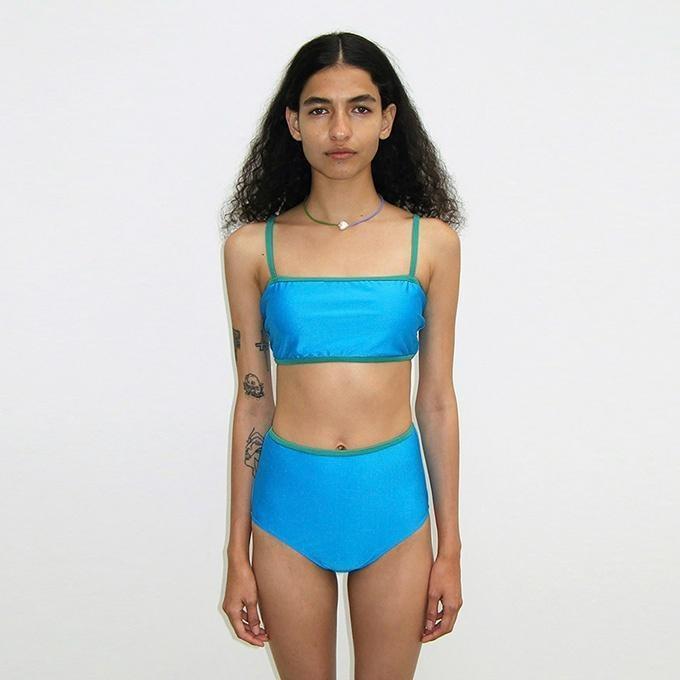 COLOR BLOCK BANDEAU BIKINI (blue)