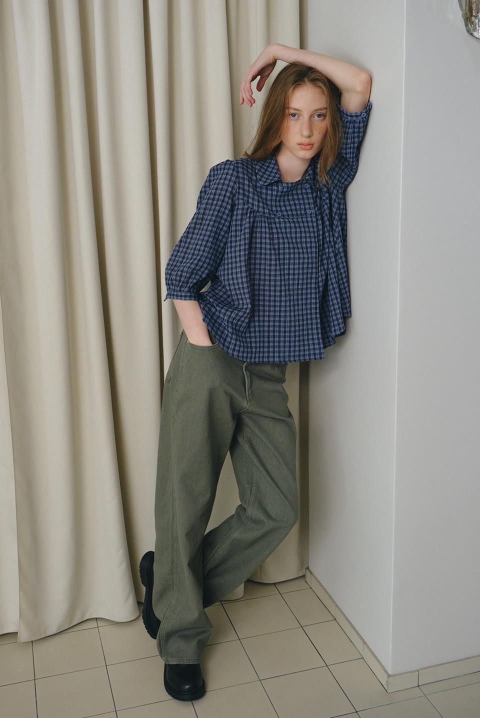 renee square blouse - navy