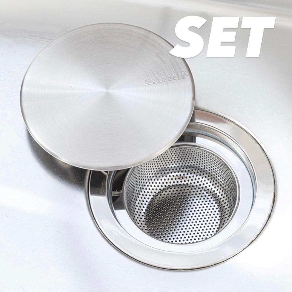 [심플리레시피][SET] 실버스타 올스텐 플랫 배수구커버 / 라운드 배수구망