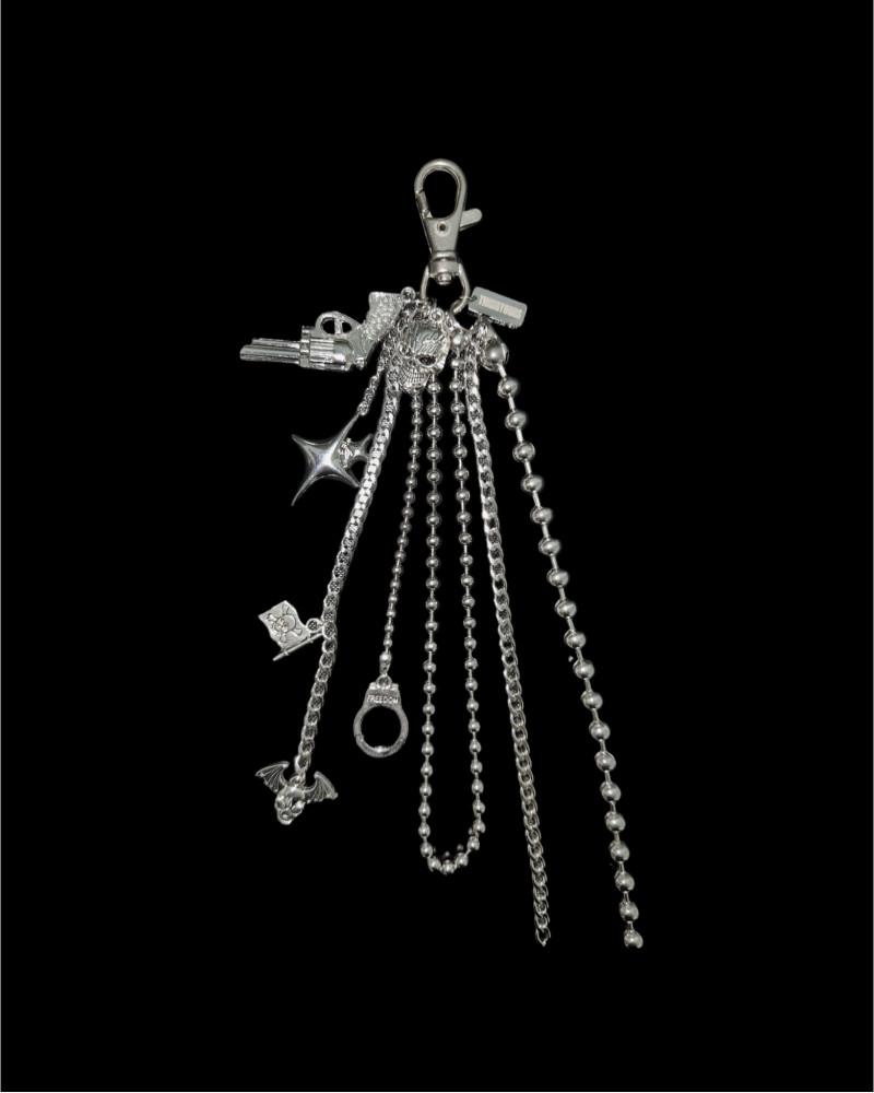 skull gun long key chain 해골 권총 롱 키체인