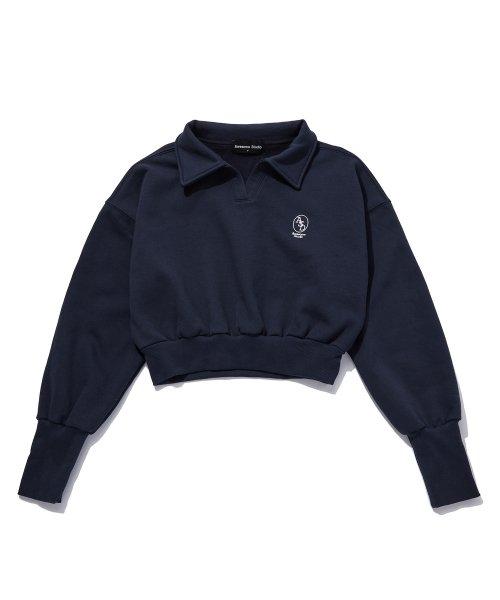 [노기모]우먼스 카라 크롭 스웻셔츠 빈티지네이비