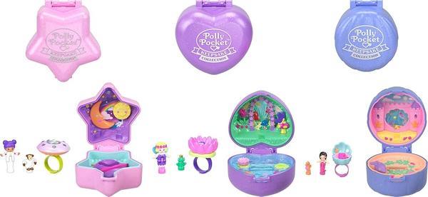 Polly Pocket Collector 인형 및 컴팩트 플레이세트, 헤리티지 링 박스 3팩, 기념품 컬렉션 주얼리 케이스