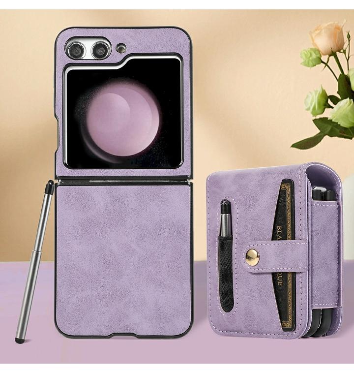 [티몬] 갤럭시 Z플립 5 4 3 제트플립 지플립 터치펜 포함 360 회전 백 클립 S펜 수납 카드 지갑 가죽 케이스