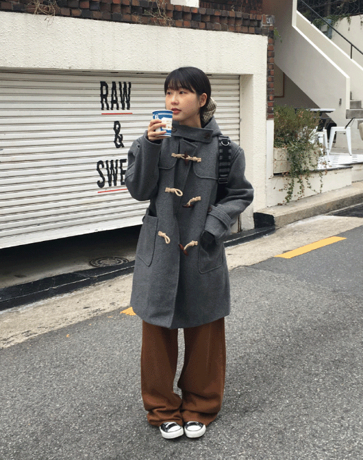 솔꾸 아츄 울 후드 하프 떡볶이 코트 (2color)