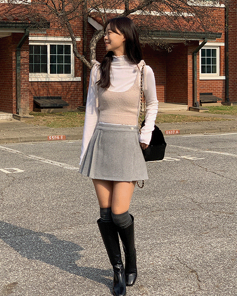 포레드센느 아렌 플리츠 랩 미니 스커트 2color