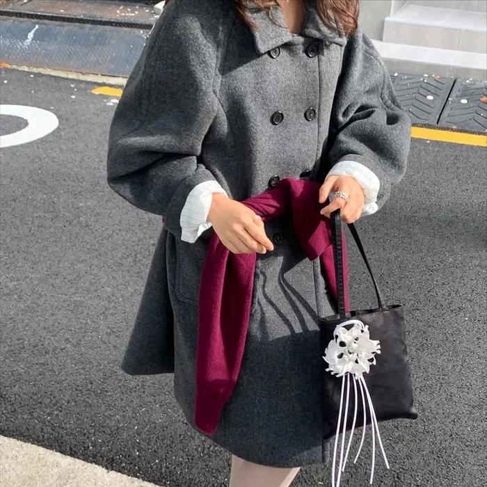 [2차]cashmere classic double coat_charcoal