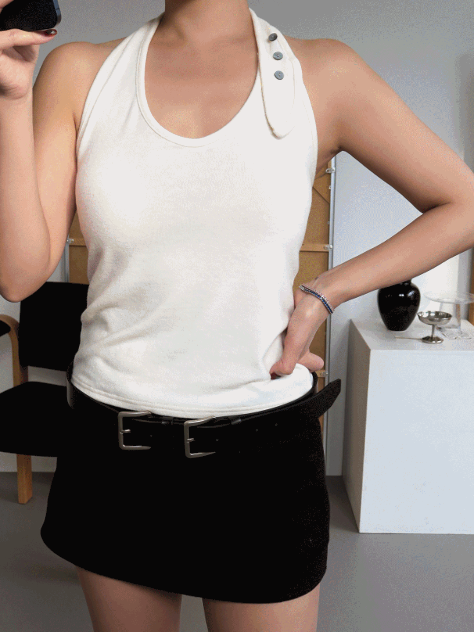 사세 4color. 앙고라 울 홀터넥 홀터나시 레이어드나시 겨울민소매