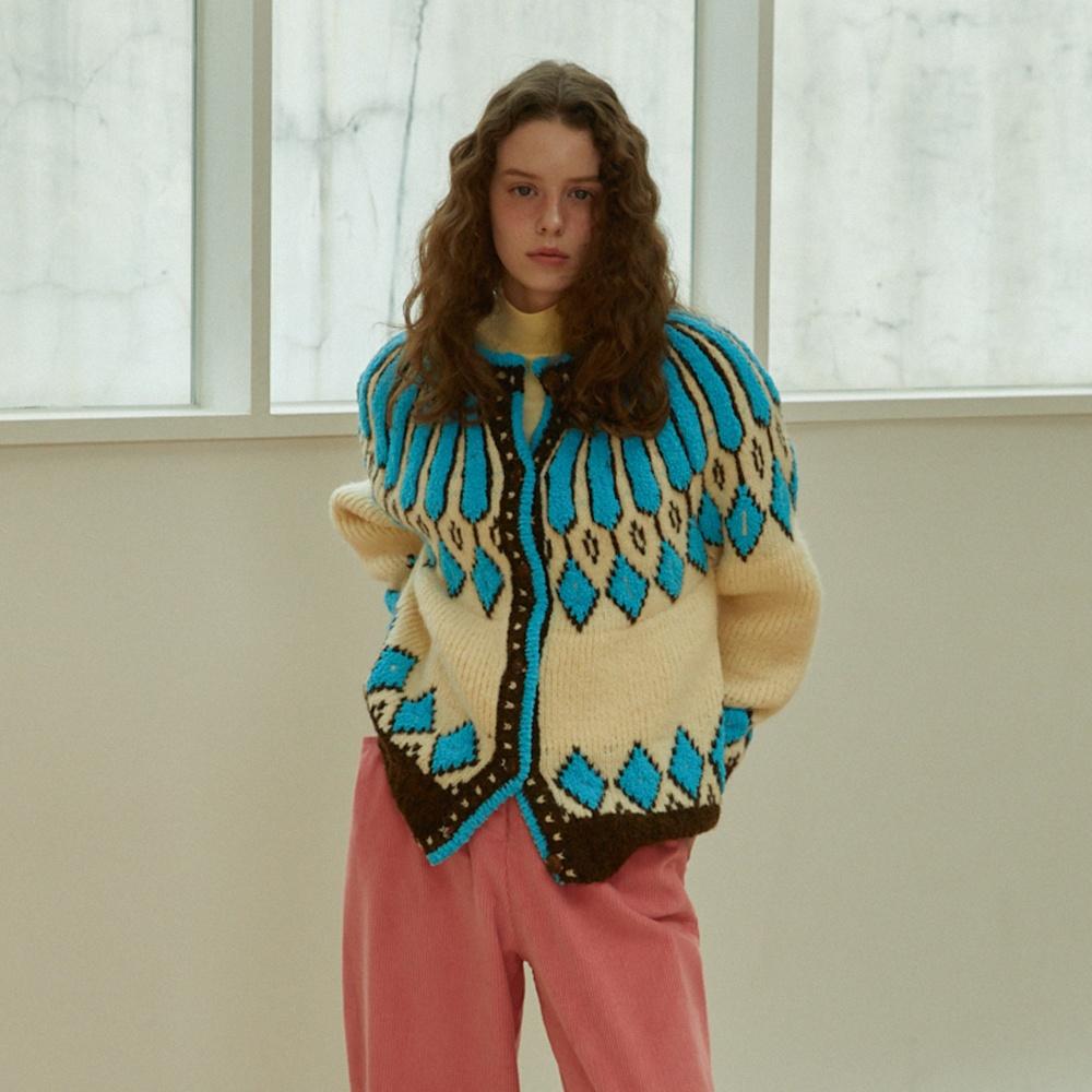 Terry Ethnic Alpaca Wool Cardigan (Ivory)