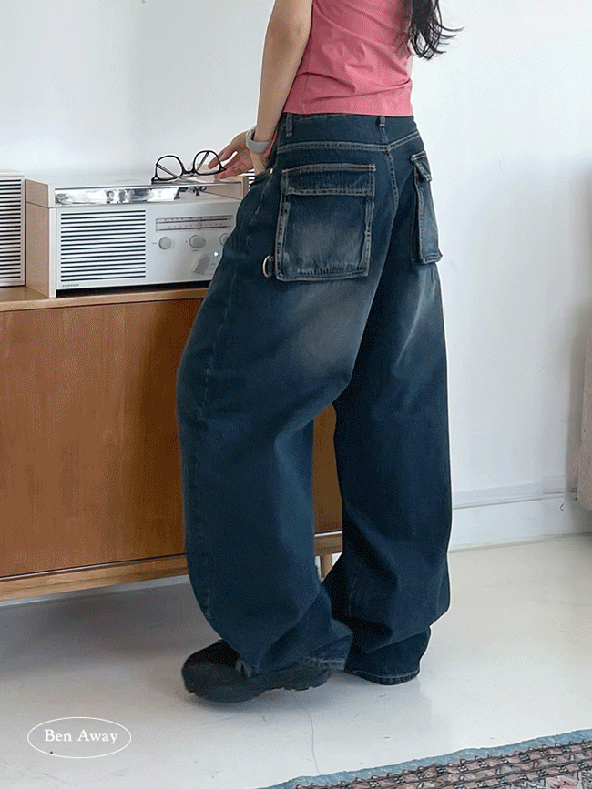 MD pick! 솔리드 포켓  메가 와이드 데님 팬츠