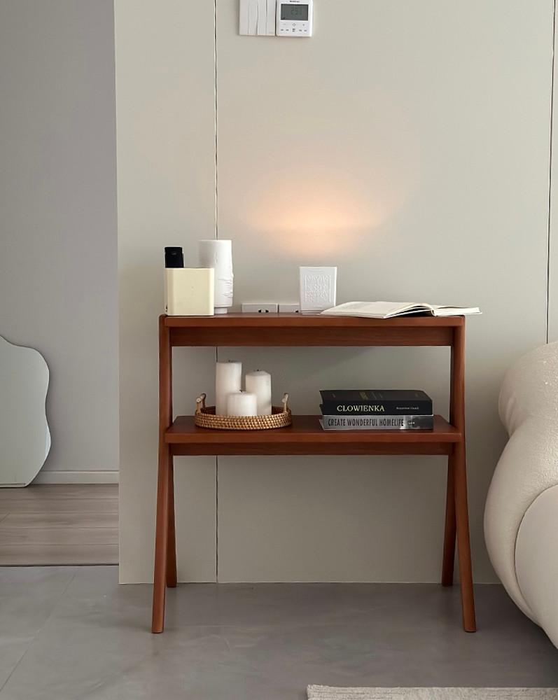 헤링본 원목 우드 거실 침실 2단 사이드 수납장