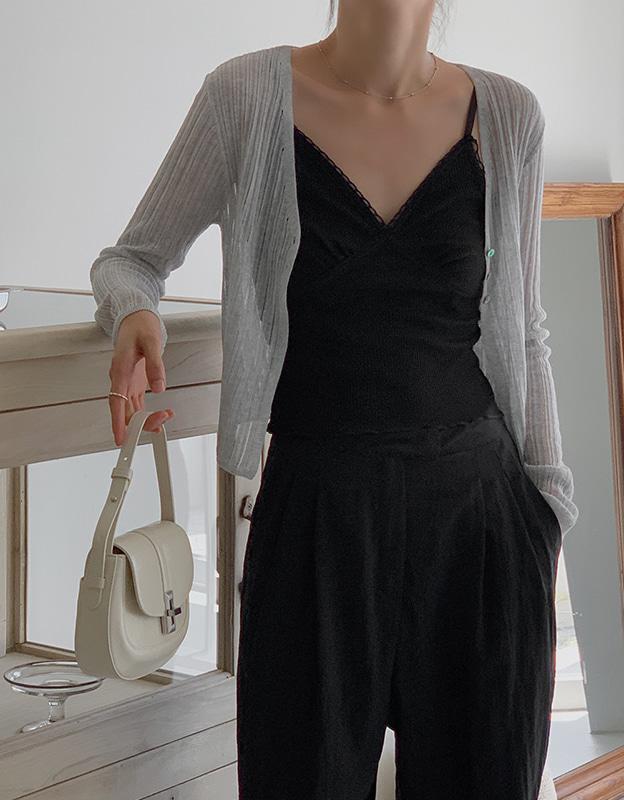 레브언 브이넥 니트 가디건