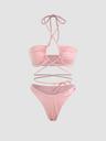 Solid Criss Cross Halter Bikini Set