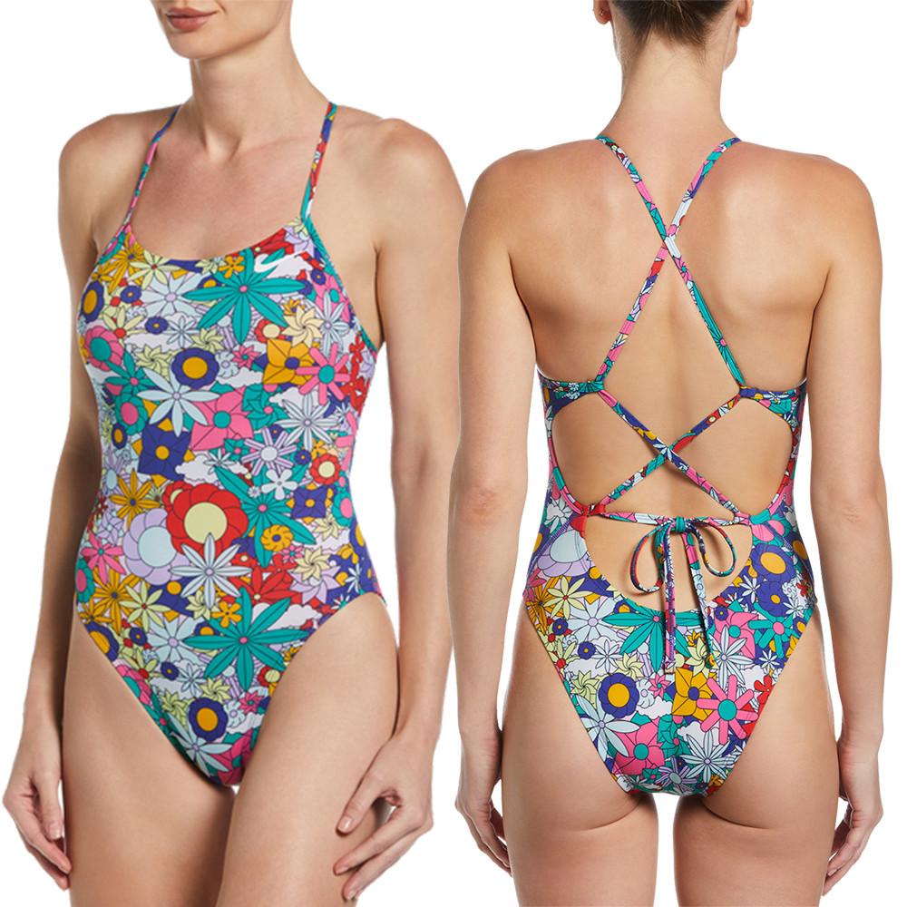 나이키 여자 수영복 프린트  레이스업 원피스수영복 휴가 비치 웨어