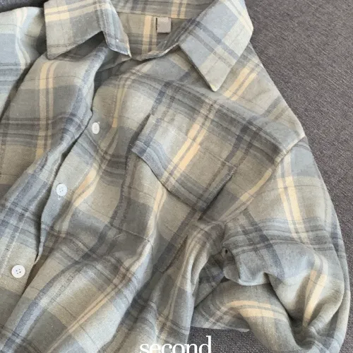 [가을셔츠🥛] 캔디바 파스텔 포켓 긴팔 루즈핏 가을 체크 셔츠 (1color) 가을셔츠/가을남방/가을옷/가을신상/가을코디/여행룩/소풍/여행