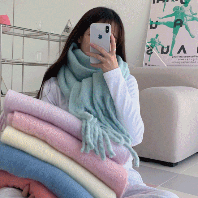 [당일출고/대왕목도리] 폭닥 캔디 무지 도톰 빅 목도리 머플러 11color