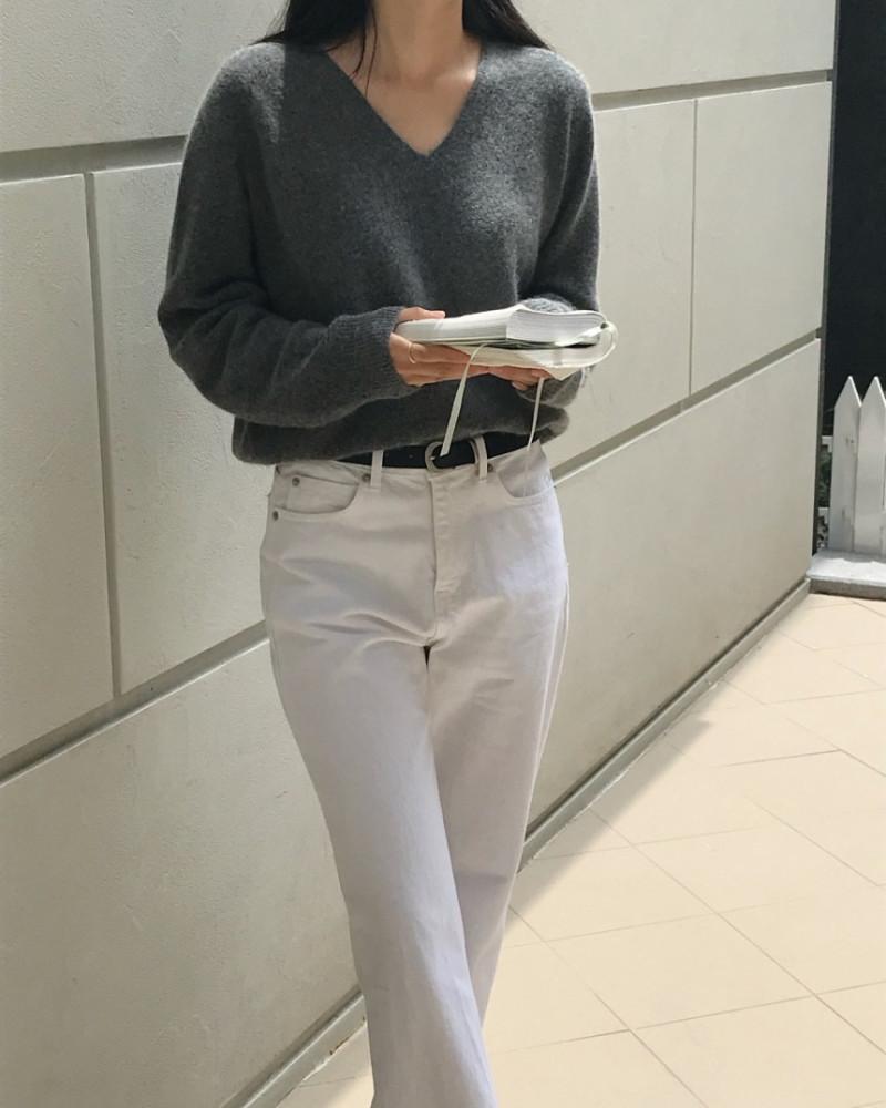 버베인 힐즈 폭스 홀가먼트 브이넥 니트 울 베이직 24FW (3컬러)